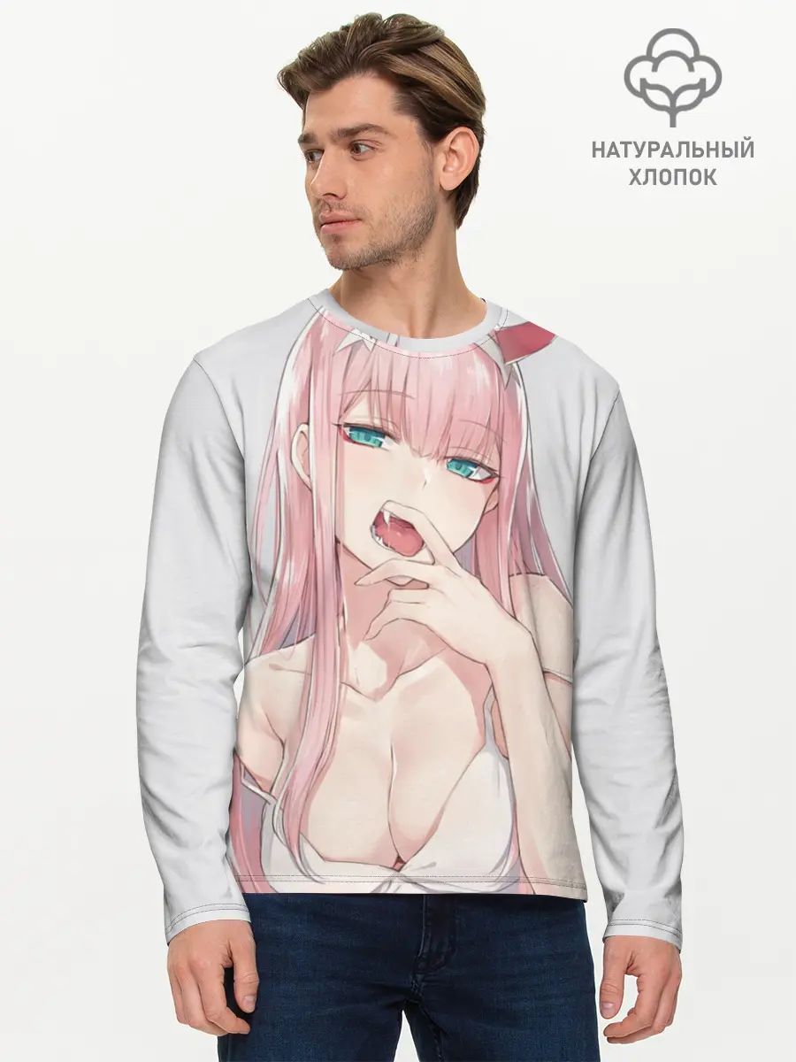 Мужской лонгслив базовый / Ahegao Zero Two (P007_P004ooo2020121, P004ooo2020121)