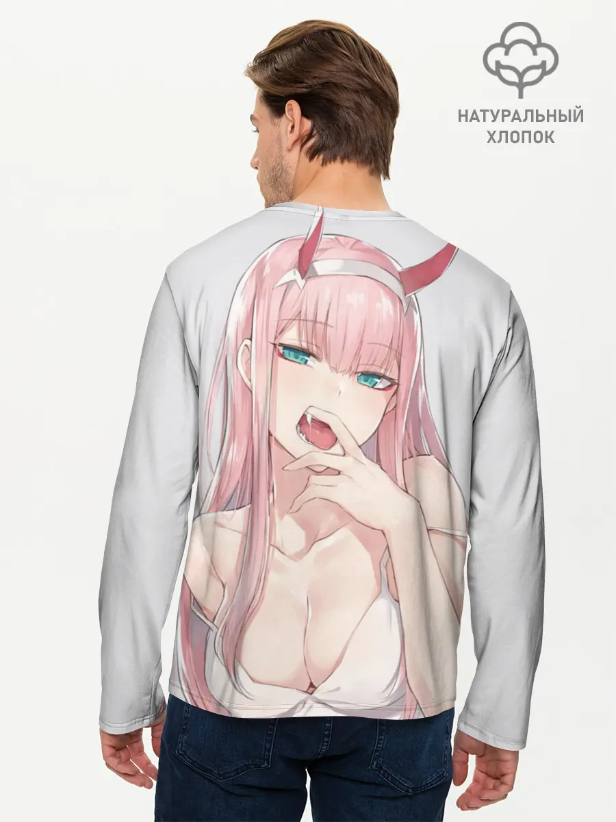 Мужской лонгслив базовый / Ahegao Zero Two (P007_P004ooo2020121, P004ooo2020121)