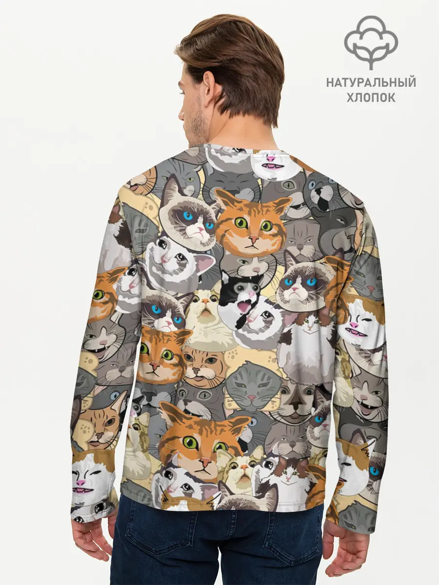 Мужской лонгслив базовый / ALL CATS MEMES (P007_P004ooo2025671, P004ooo2025671)