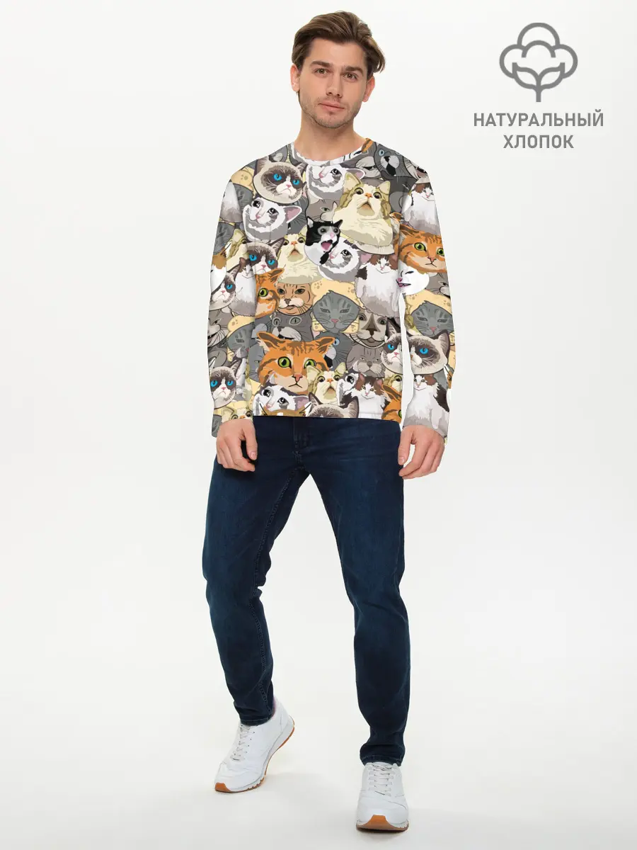 Мужской лонгслив базовый / ALL CATS MEMES (P007_P004ooo2025671, P004ooo2025671)