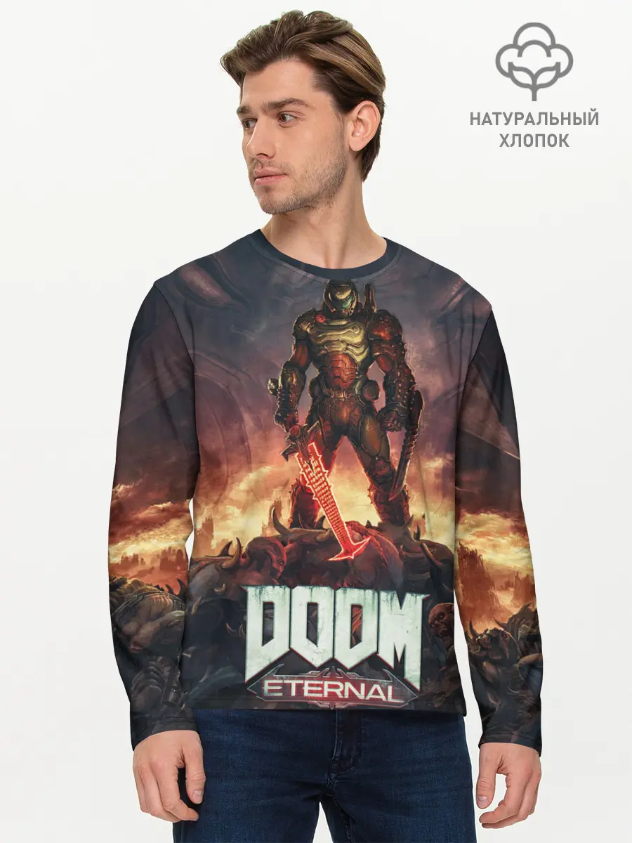 Мужской лонгслив базовый / DOOM ETERNAL (P007_P004ooo2039839, P004ooo2039839)