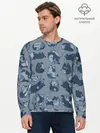 Мужской лонгслив базовый / Камуфляж с котиками (P007_P004ooo2043415, P004ooo2043415)