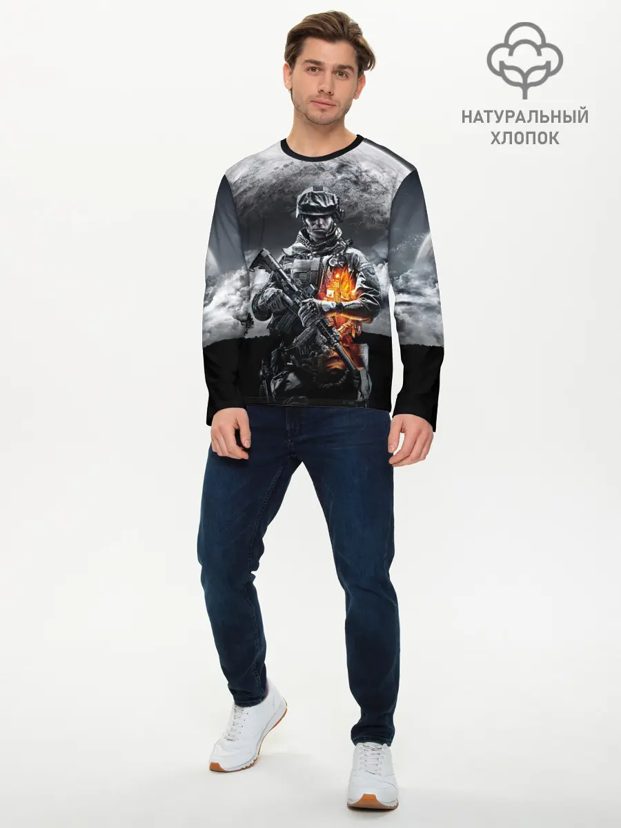 Мужской лонгслив базовый / Battlefield (P007_P004ooo2044253, P004ooo2044253)