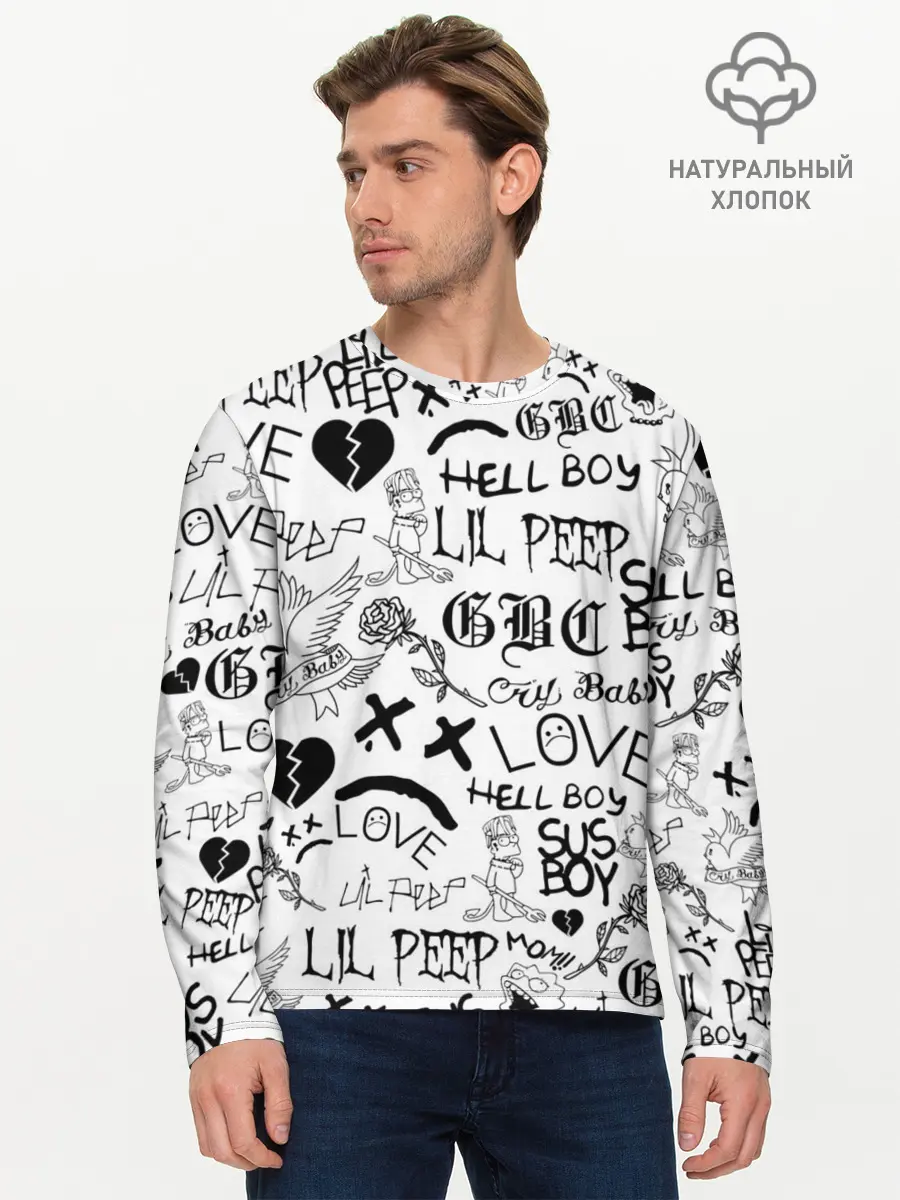 Мужской лонгслив базовый / LIL PEEP | ЛИЛ ПИП LOGOBOMBING (P007_P004ooo2044083, P004ooo2044083)