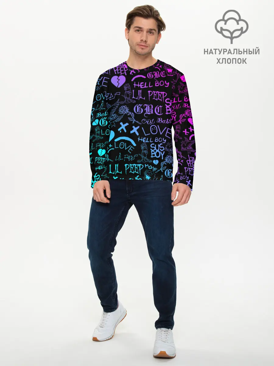 Мужской лонгслив базовый / LIL PEEP NEON | ЛИЛ ПИП НЕОН (P007_P004ooo2044109, P004ooo2044109)