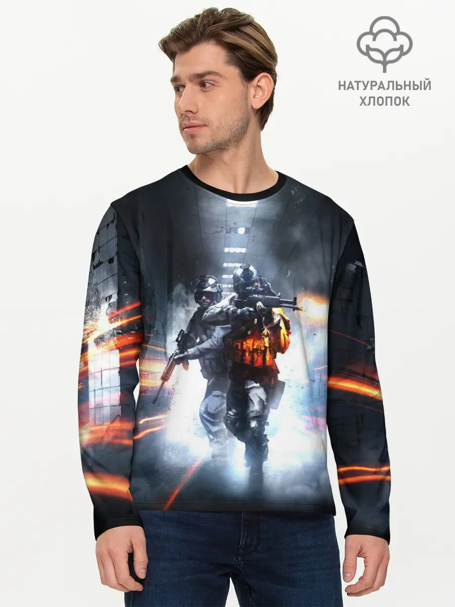 Мужской лонгслив базовый / Battlefield (P007_P004ooo2044165, P004ooo2044165)
