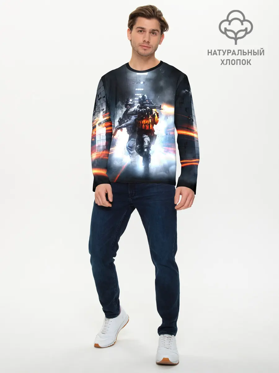 Мужской лонгслив базовый / Battlefield (P007_P004ooo2044165, P004ooo2044165)