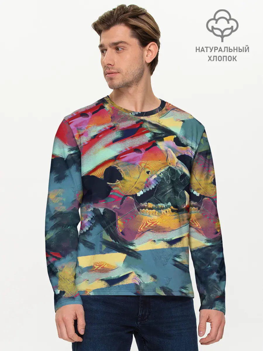 Мужской лонгслив базовый / Абстрактный рисунок (P007_P004ooo2045033, P004ooo2045033)