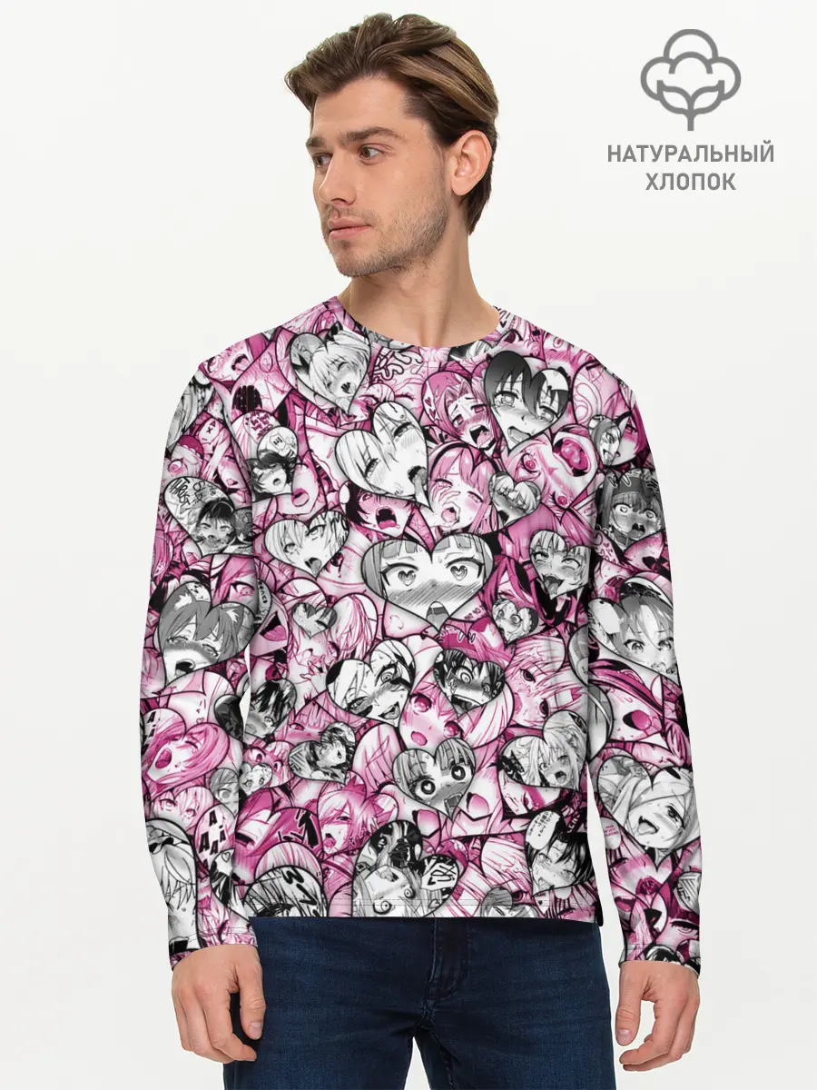 Мужской лонгслив базовый / Ahegao валентинки (P007_P004ooo2050647, P004ooo2050647)