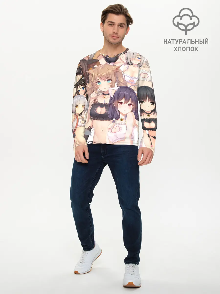 Мужской лонгслив базовый / Девушки в купальниках (P007_P004ooo2050877, P004ooo2050877)