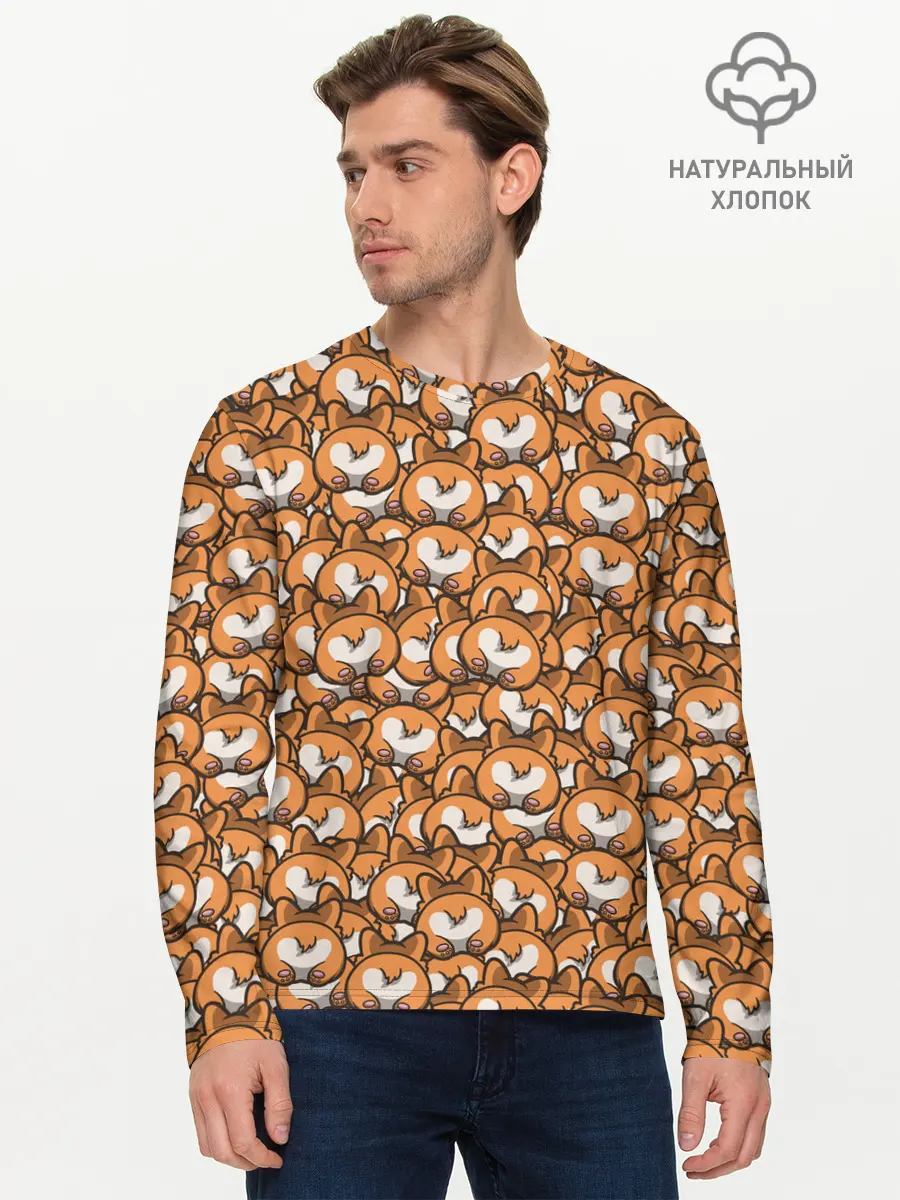 Мужской лонгслив базовый / Попки Корги (P007_P004ooo2052871, P004ooo2052871)