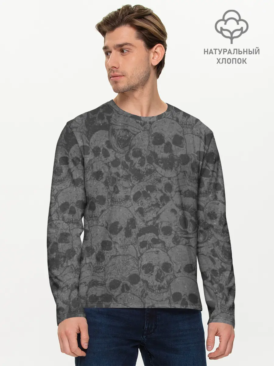 Мужской лонгслив базовый / Skull (P007_P004ooo2053007, P004ooo2053007)