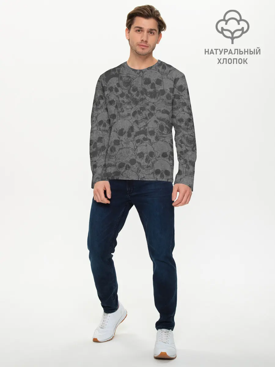 Мужской лонгслив базовый / Skull (P007_P004ooo2053007, P004ooo2053007)