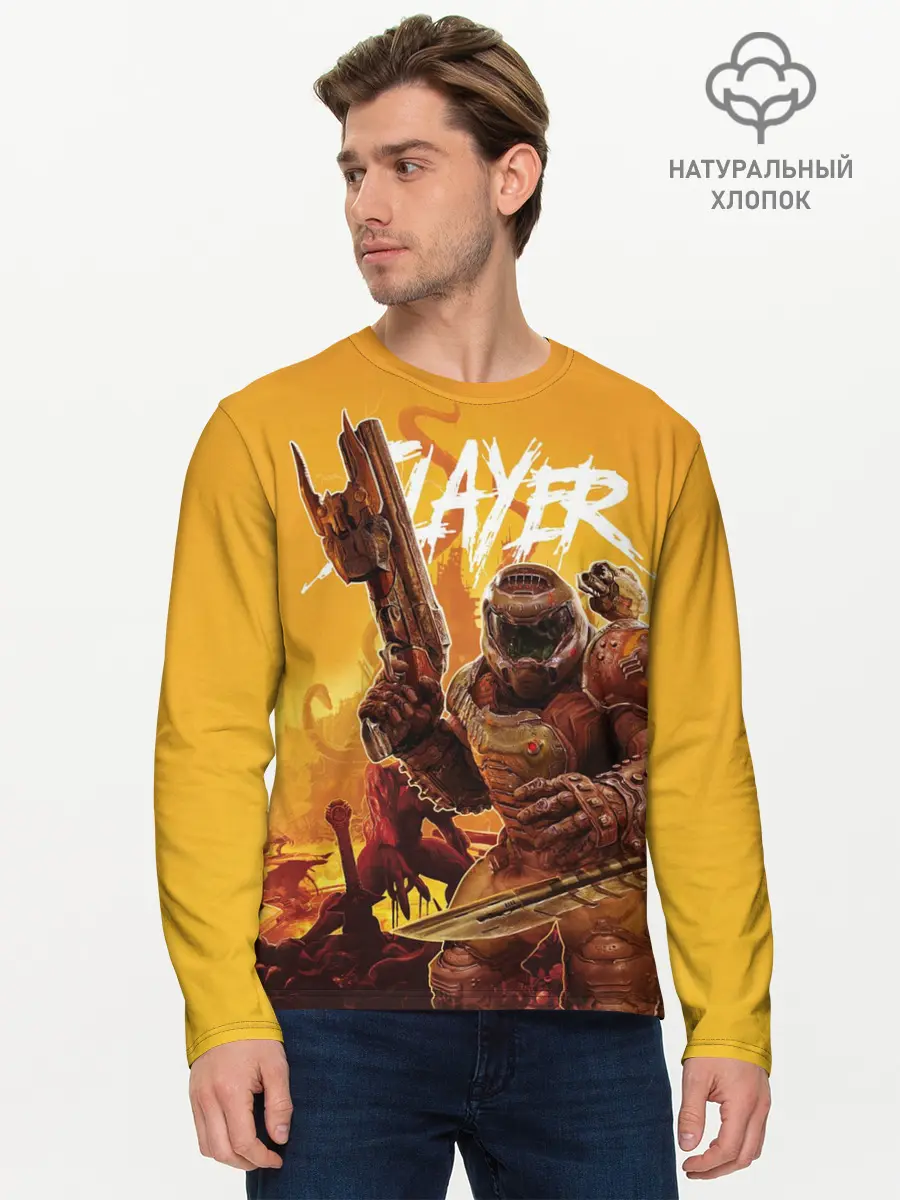 Мужской лонгслив базовый / Doom Slayer (P007_P004ooo2059309, P004ooo2059309)