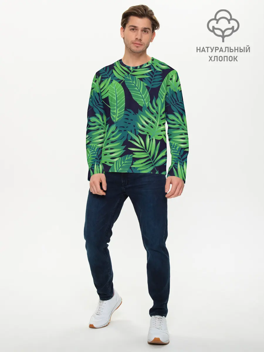 Мужской лонгслив базовый / Тропики (P007_P004ooo2061875, P004ooo2061875)