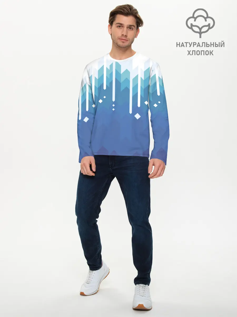 Мужской лонгслив базовый / Пиксельные сливки (P007_P004ooo2060493, P004ooo2060493)