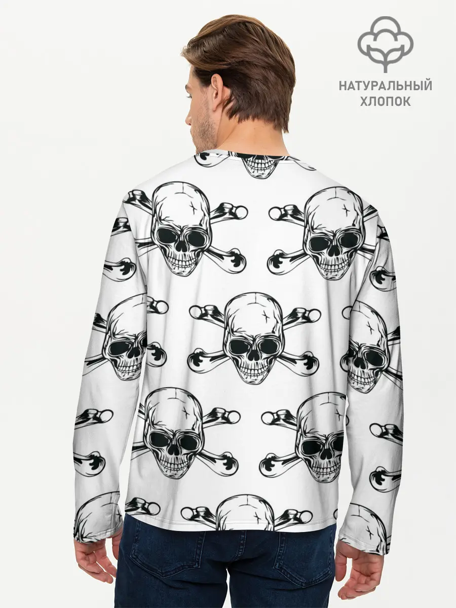 Мужской лонгслив базовый / Череп и кости (P007_P004ooo2065547, P004ooo2065547)