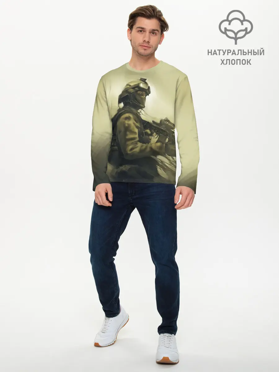 Мужской лонгслив базовый / Военный (P007_P004ooo2067963, P004ooo2067963)