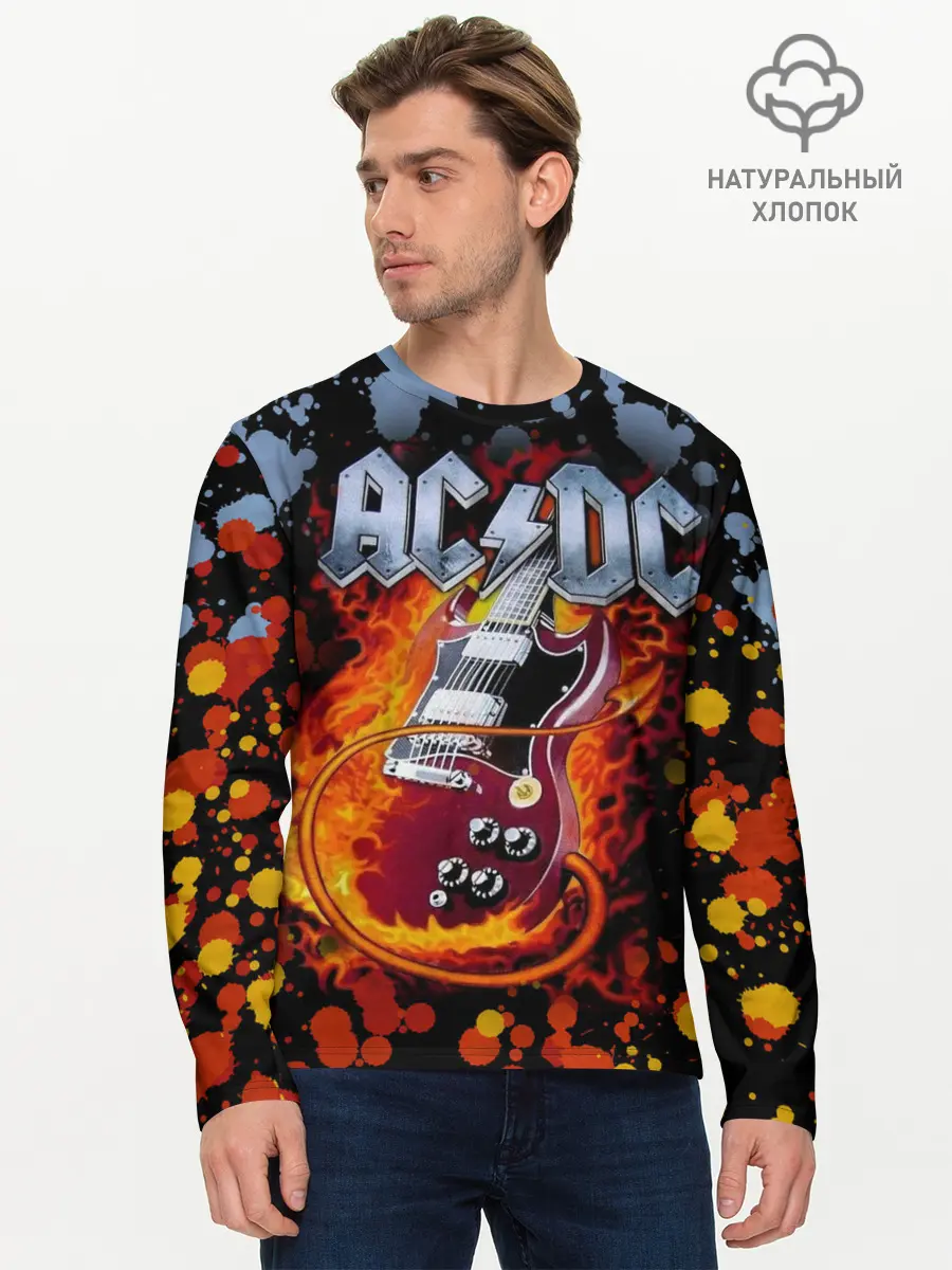Мужской лонгслив базовый / AC/DC (P007_P004ooo2068763, P004ooo2068763)