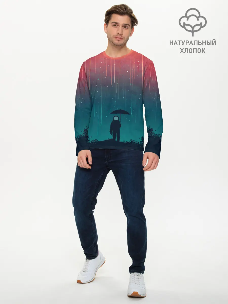 Мужской лонгслив базовый / Космический Дождь (P007_P004ooo2082645, P004ooo2082645)