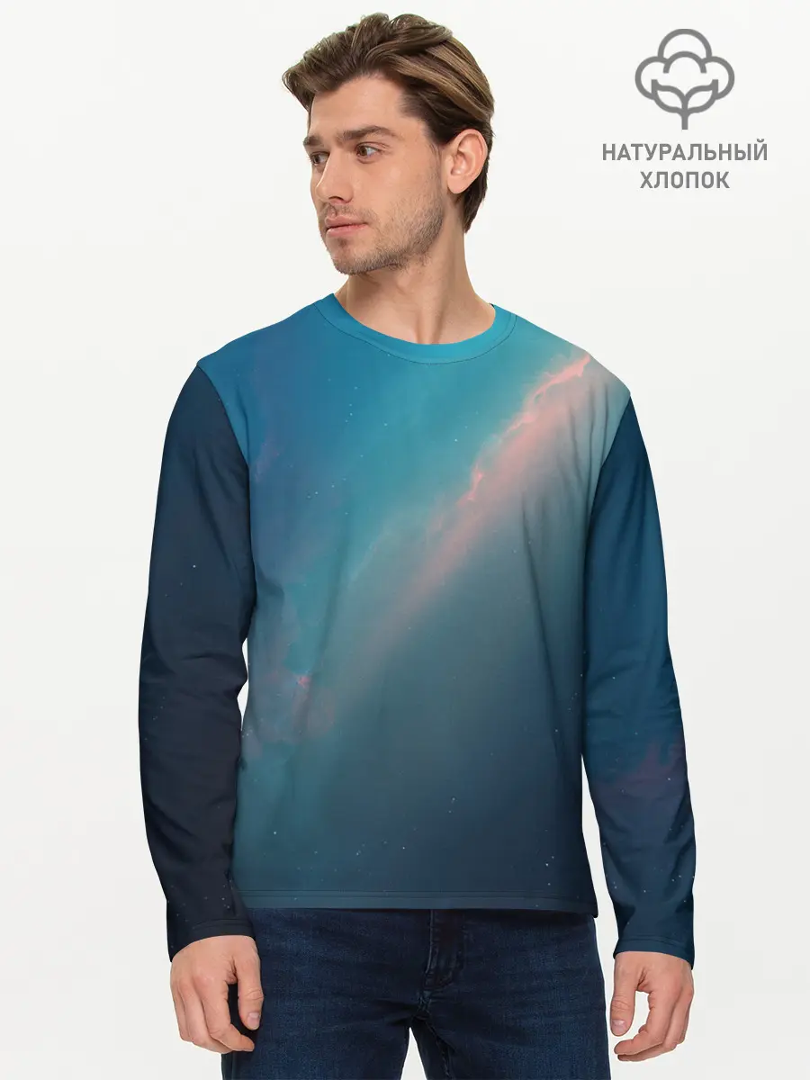 Мужской лонгслив базовый / Космос (P007_P004ooo2086835, P004ooo2086835)