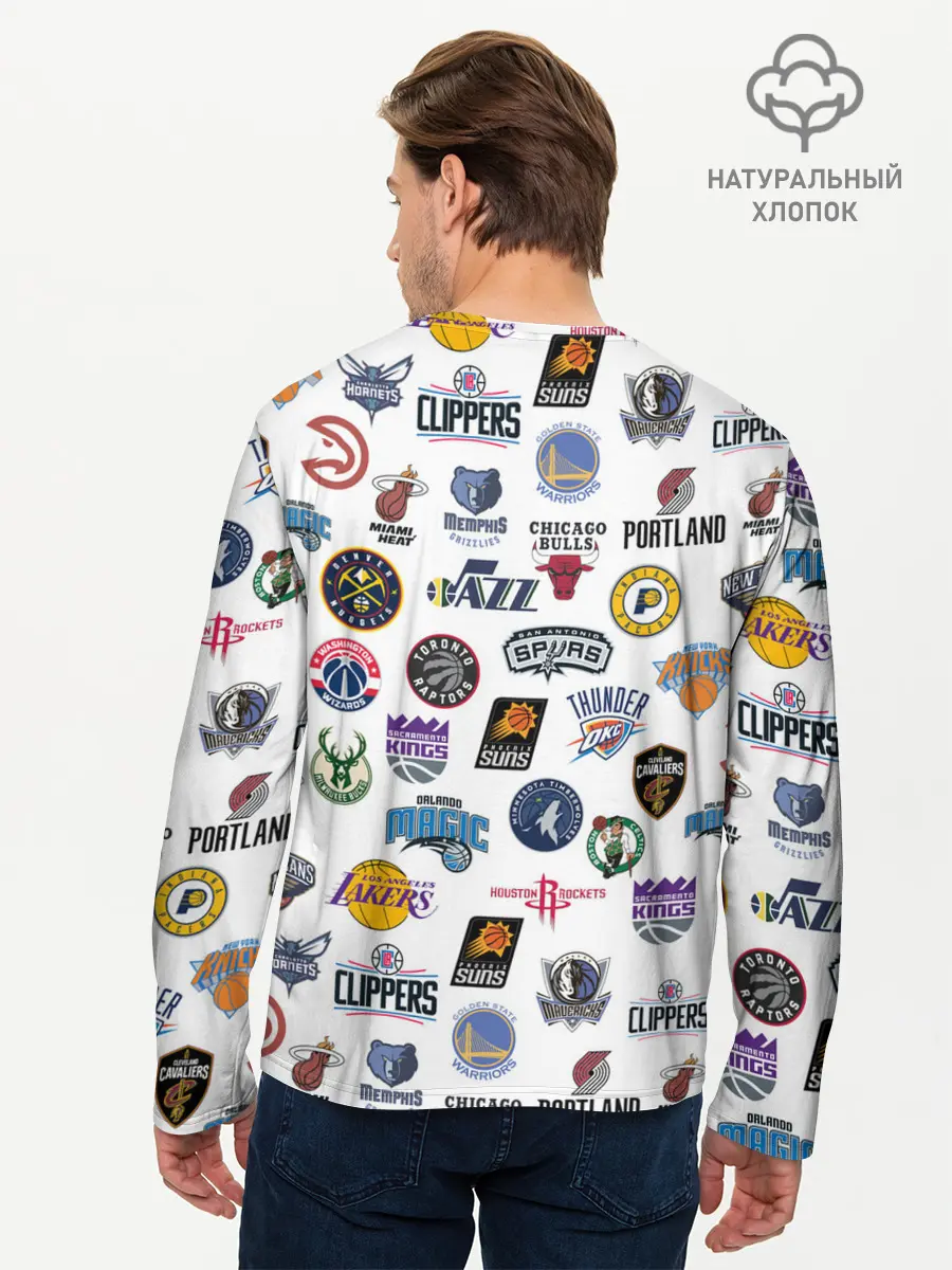 Мужской лонгслив базовый / NBA Pattern | НБА Паттерн (P007_P004ooo2089985, P004ooo2089985)