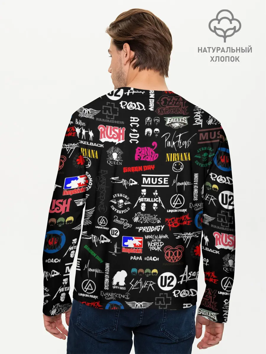 Мужской лонгслив базовый / ЛОГОТИПЫ РОК ГРУПП | PATTERN (P007_P004ooo2091791, P004ooo2091791)