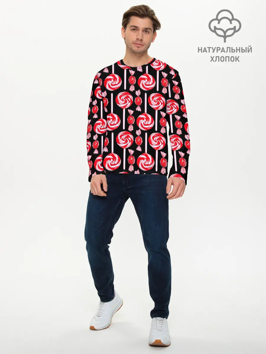Мужской лонгслив базовый / Леденцы (P007_P004ooo2094811, P004ooo2094811)