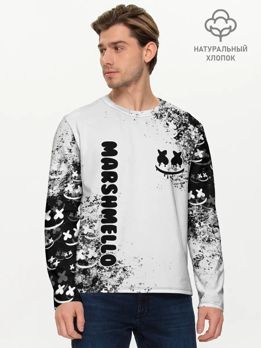 Мужской лонгслив базовый / Marshmello (P007_P004ooo2098921, P004ooo2098921)