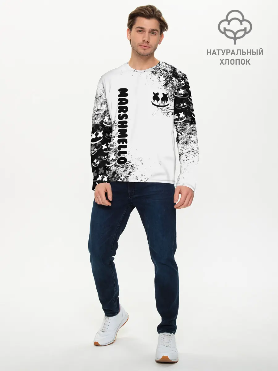 Мужской лонгслив базовый / Marshmello (P007_P004ooo2098921, P004ooo2098921)