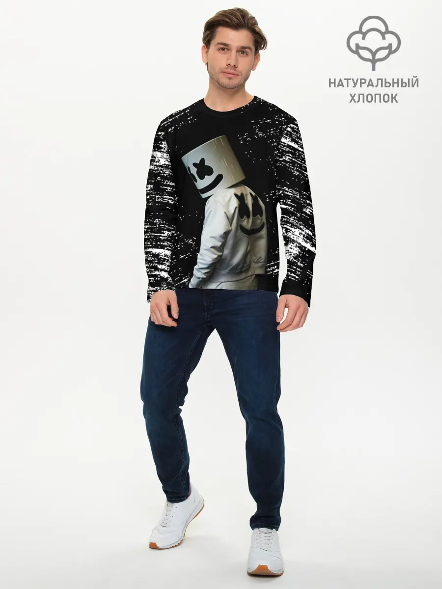 Мужской лонгслив базовый / Marshmello (P007_P004ooo2099799, P004ooo2099799)