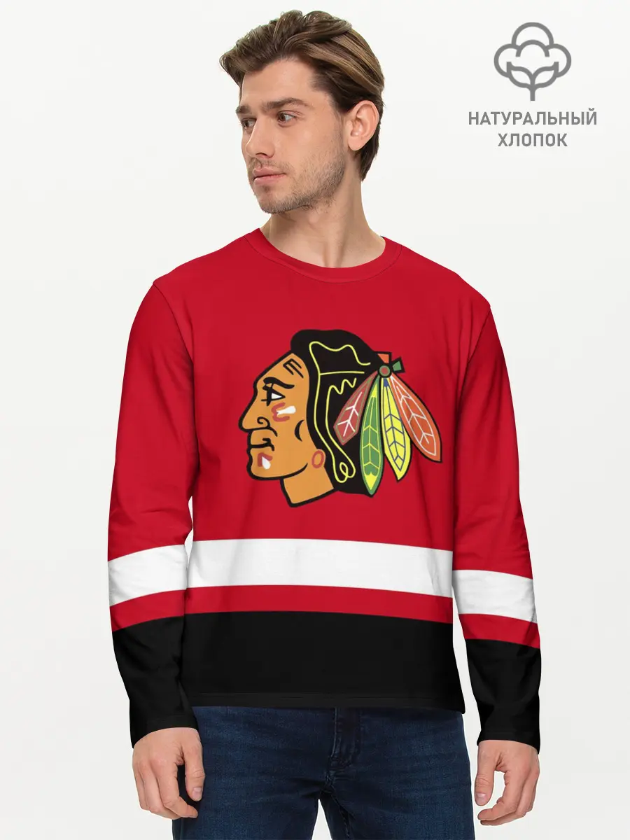 Мужской лонгслив базовый / Chicago Blackhawks (P007_P004ooo2108783, P004ooo2108783)
