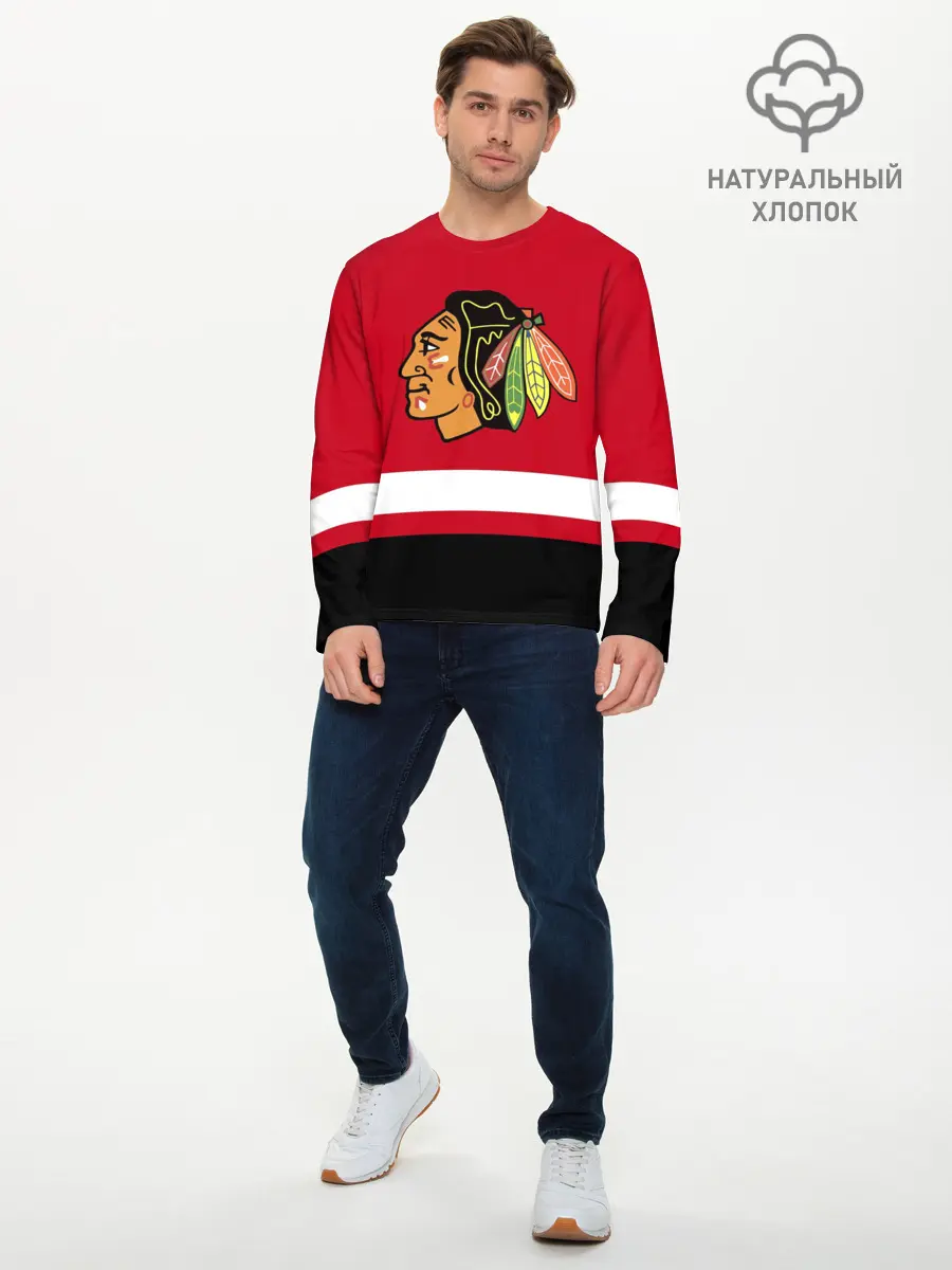 Мужской лонгслив базовый / Chicago Blackhawks (P007_P004ooo2108783, P004ooo2108783)