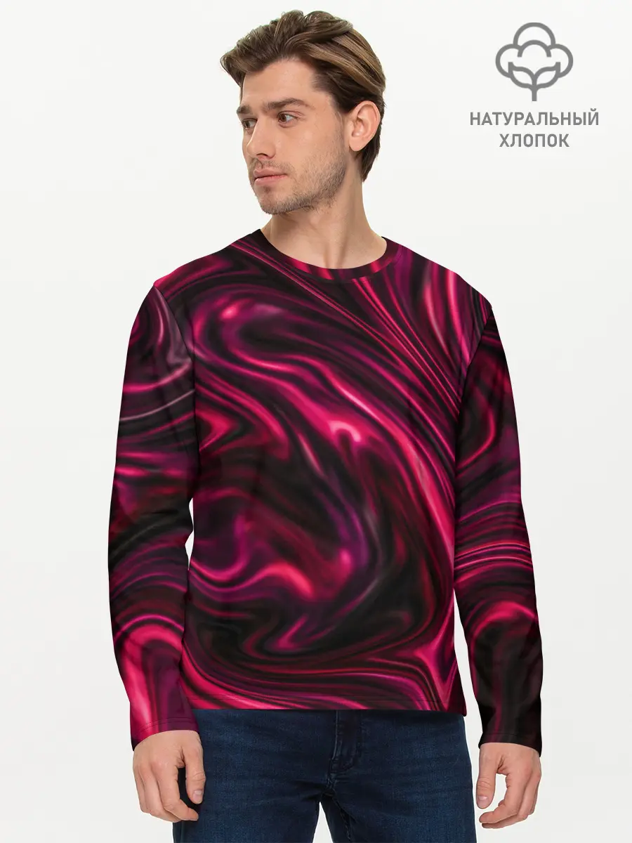 Мужской лонгслив базовый / Abstract Fluid (P007_P004ooo2110037, P004ooo2110037)