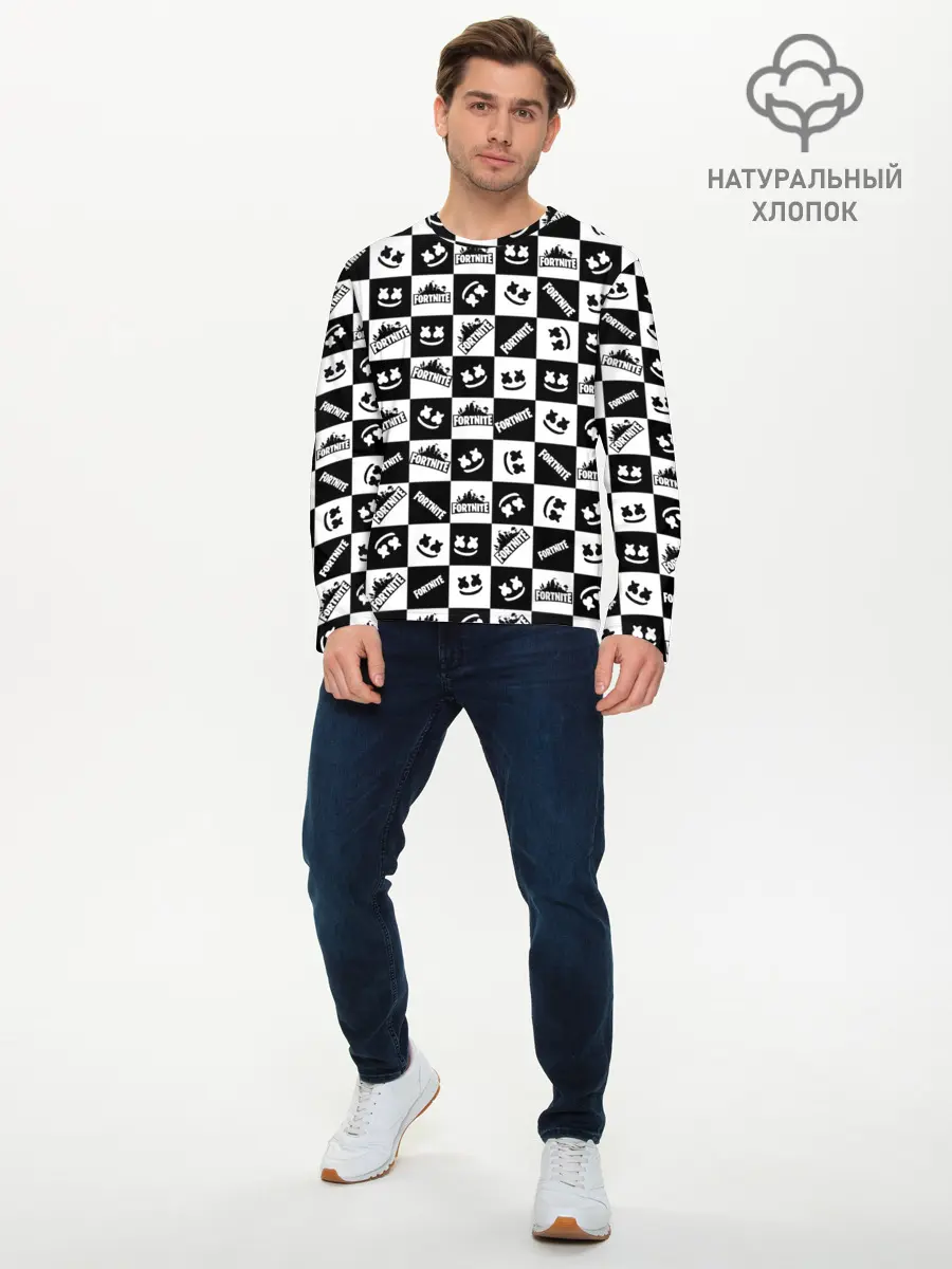 Мужской лонгслив базовый / Fortnite&Marshmello (P007_P004ooo2115107, P004ooo2115107)