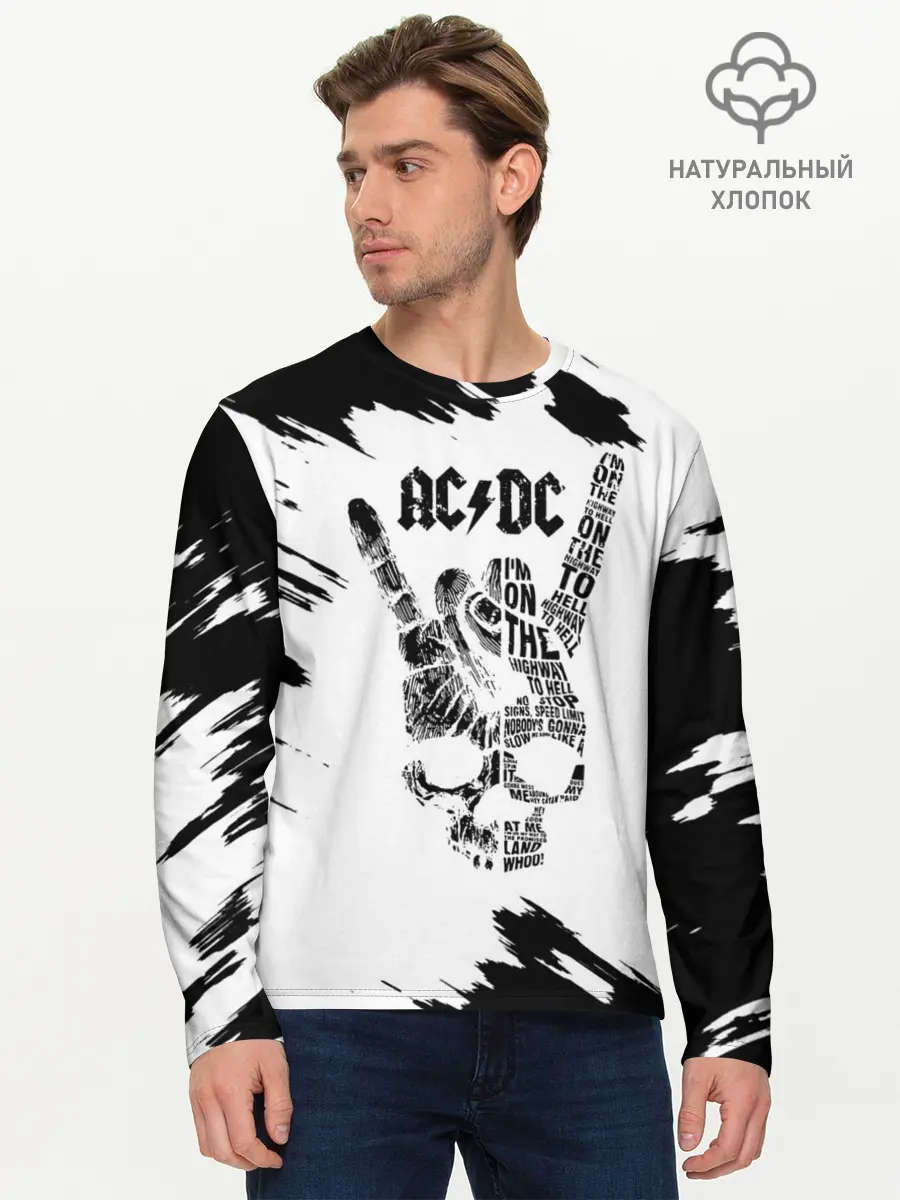 Мужской лонгслив базовый / AC/DC (P007_P004ooo2115767, P004ooo2115767)