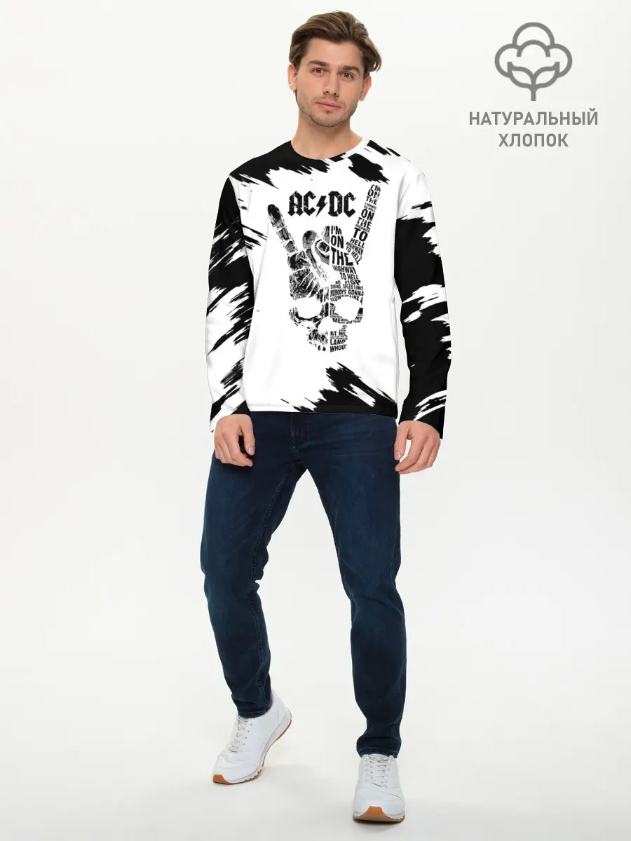 Мужской лонгслив базовый / AC/DC (P007_P004ooo2115767, P004ooo2115767)