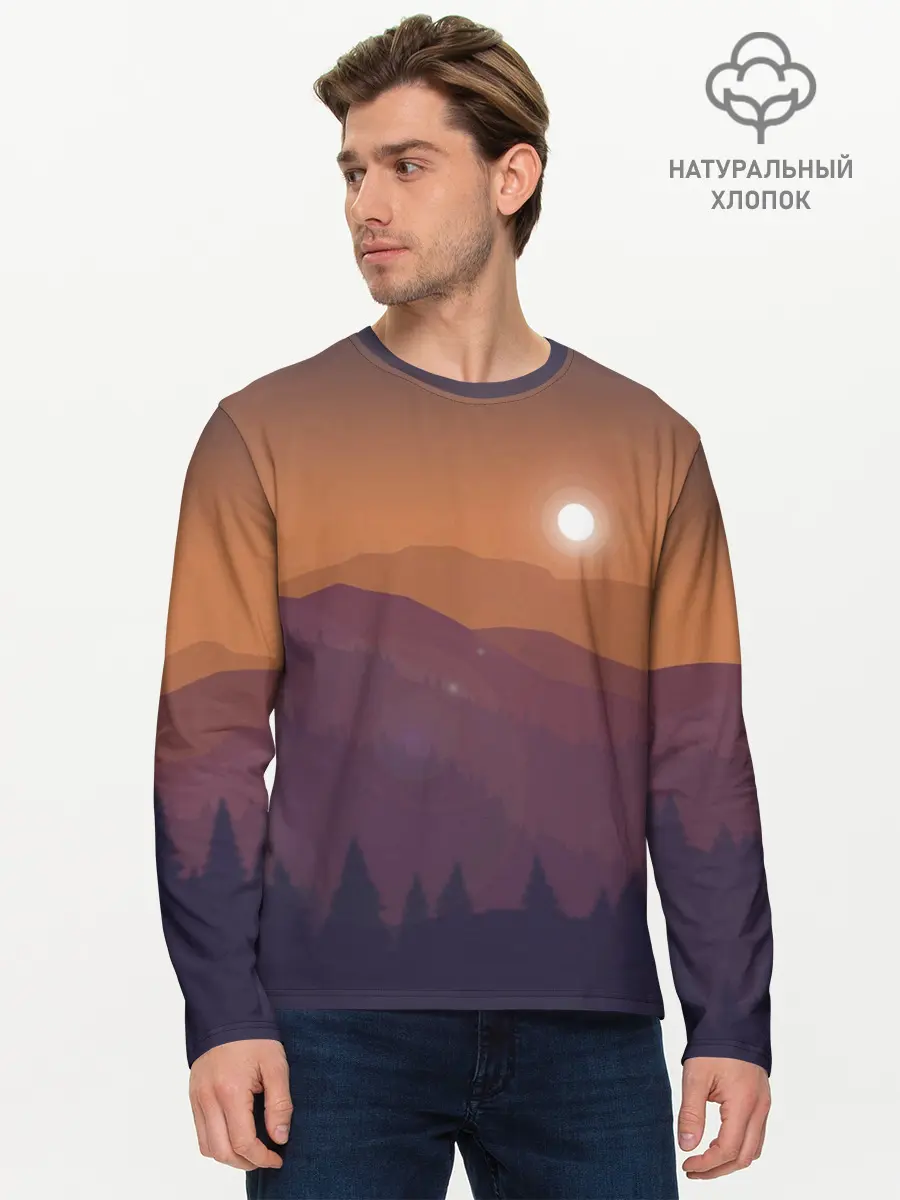 Мужской лонгслив базовый / Горы (P007_P004ooo2113751, P004ooo2113751)