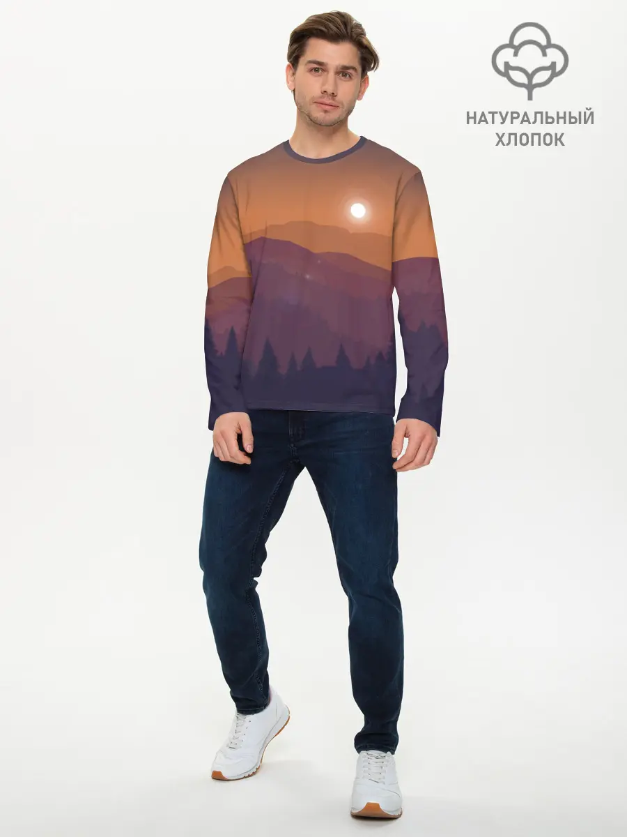 Мужской лонгслив базовый / Горы (P007_P004ooo2113751, P004ooo2113751)