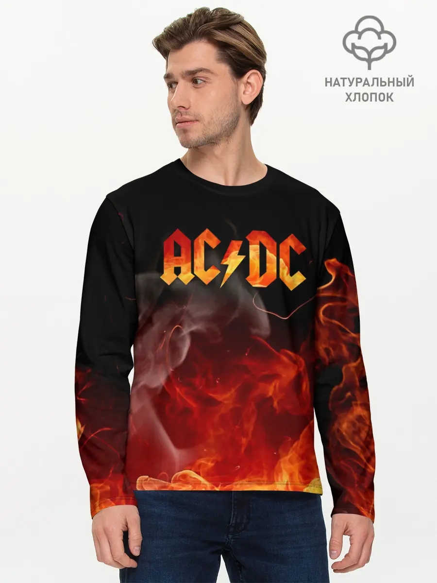 Мужской лонгслив базовый / AC/DC (P007_P004ooo2116865, P004ooo2116865)