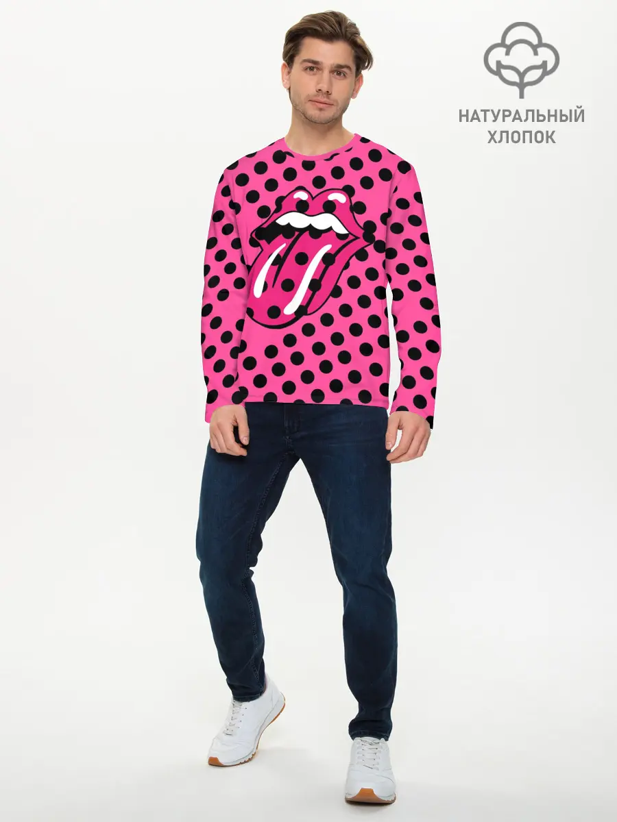 Мужской лонгслив базовый / rolling stones pink logo (P007_P004ooo2119221, P004ooo2119221)