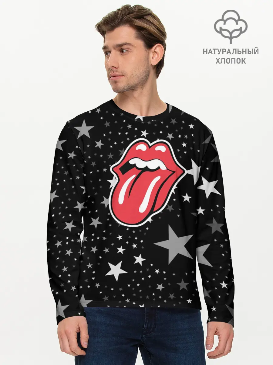 Мужской лонгслив базовый / rolling stones star (P007_P004ooo2119235, P004ooo2119235)