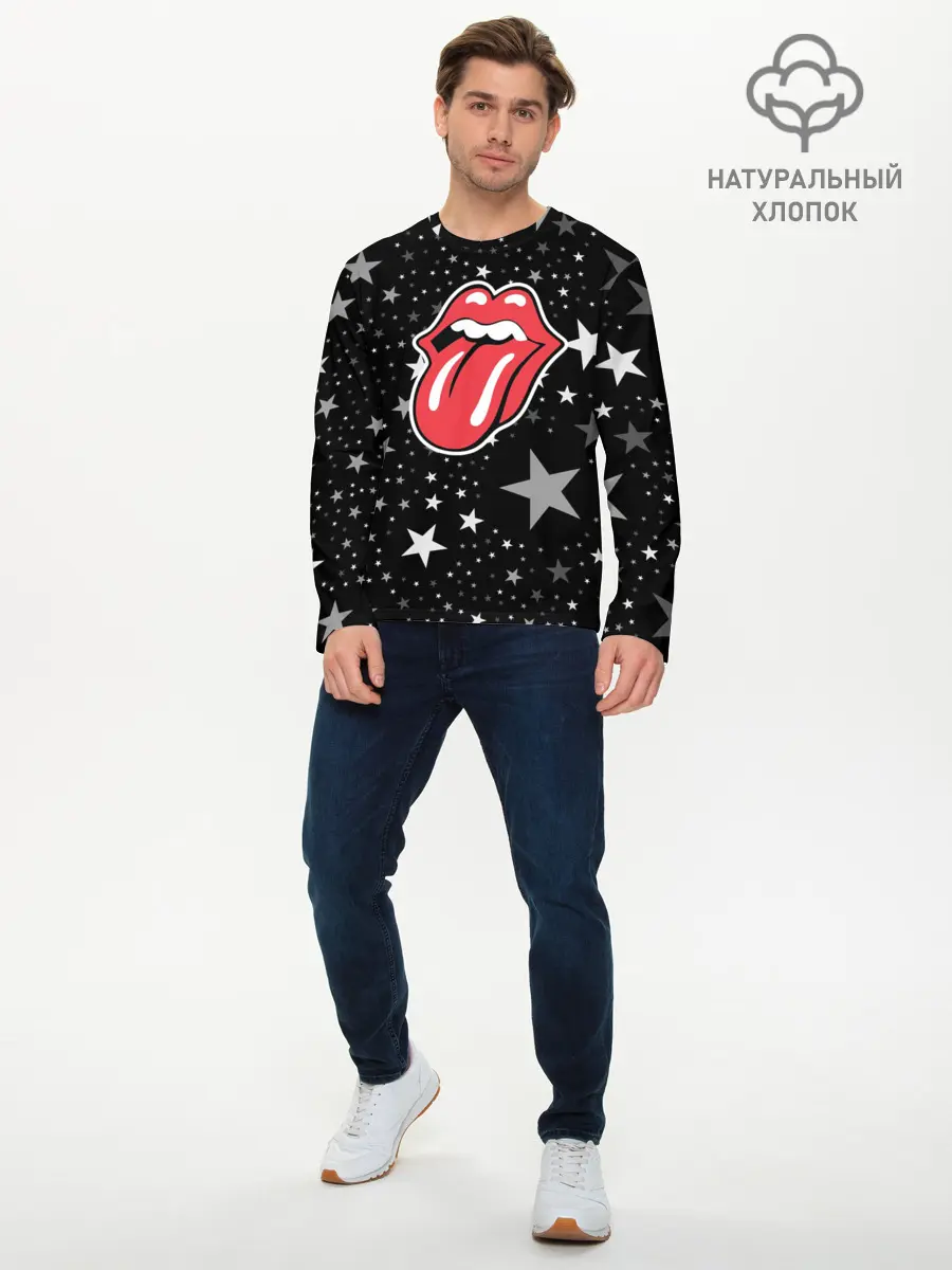 Мужской лонгслив базовый / rolling stones star (P007_P004ooo2119235, P004ooo2119235)