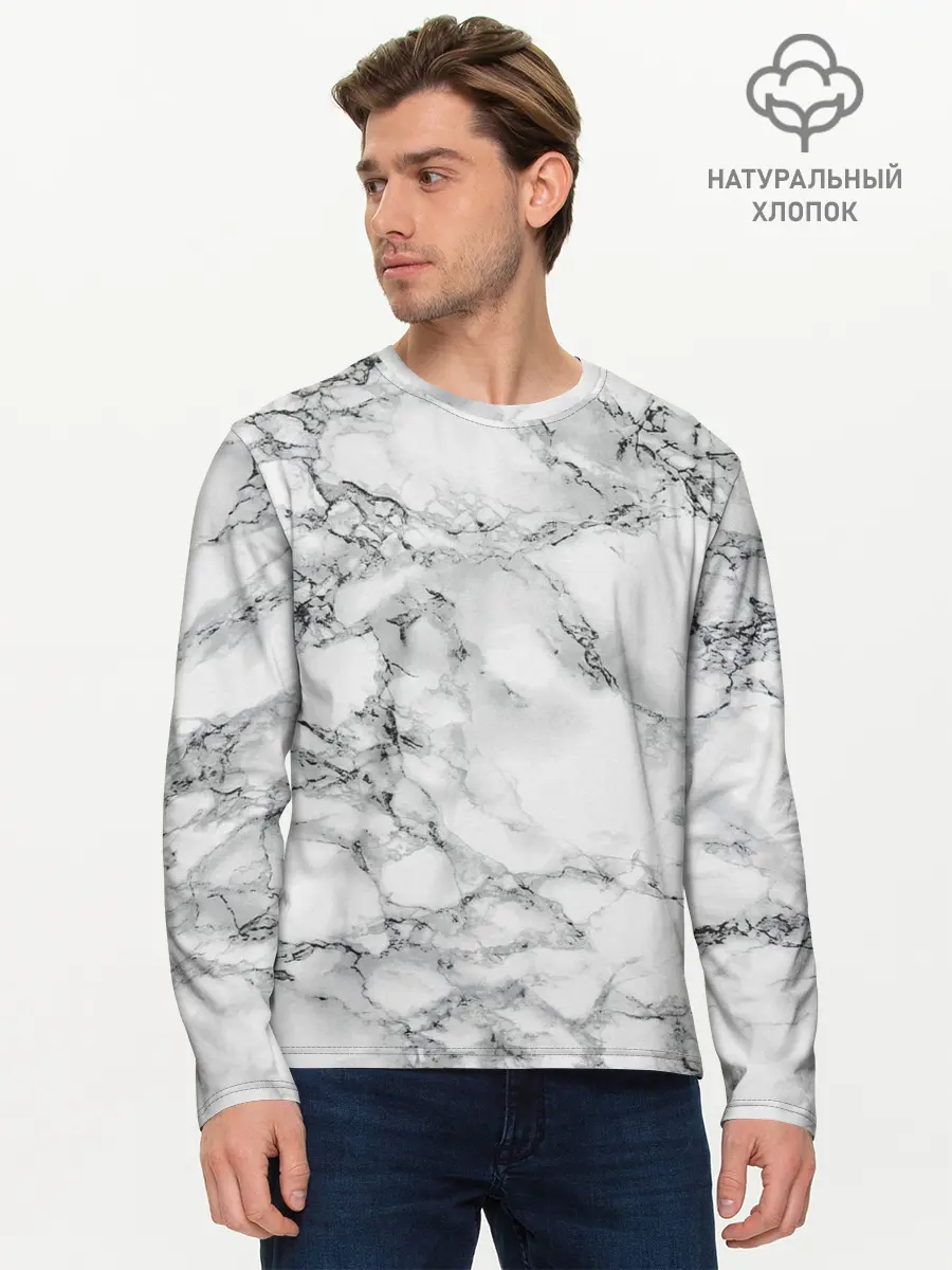 Мужской лонгслив базовый / Мрамор (P007_P004ooo2119709, P004ooo2119709)