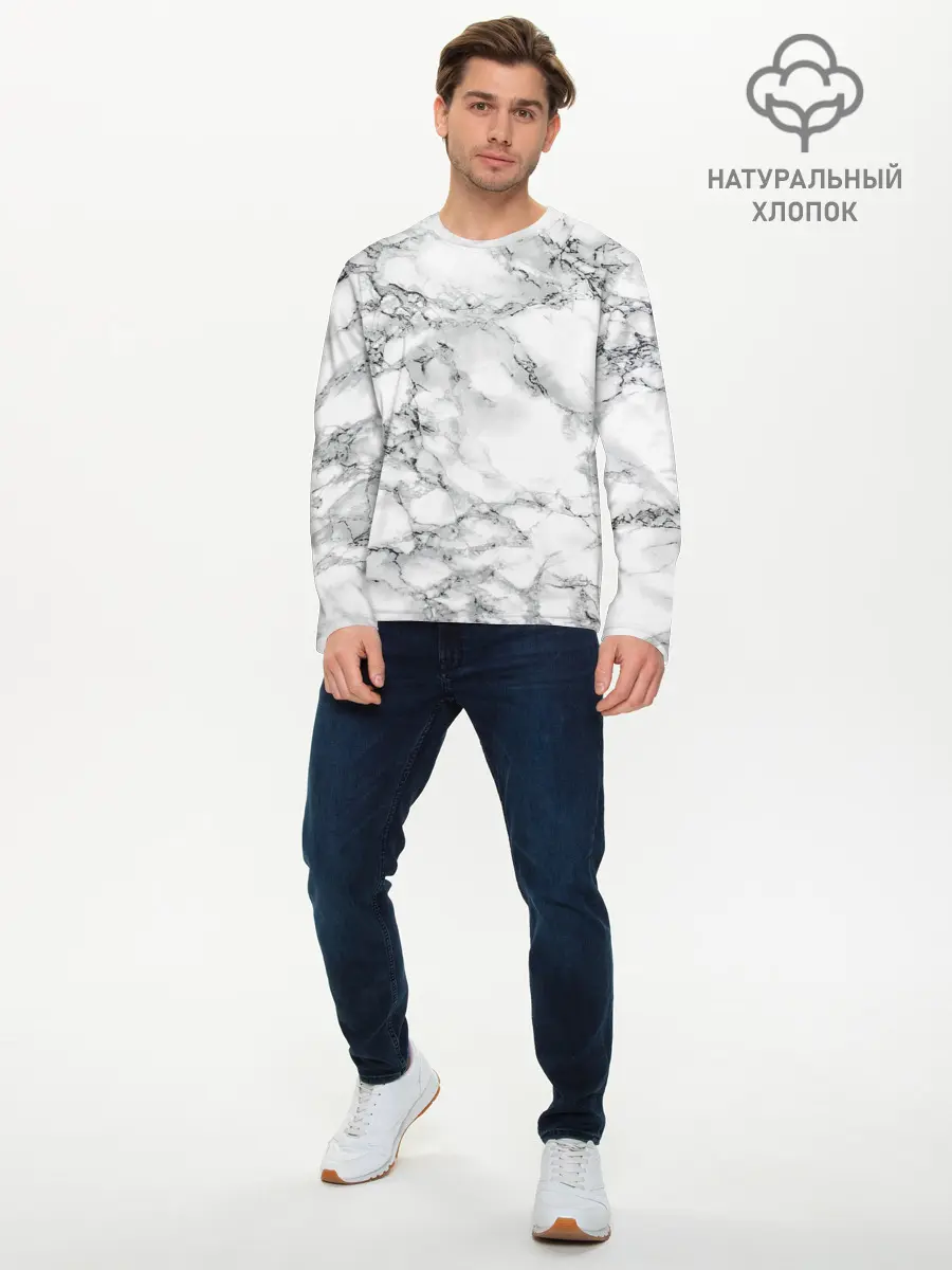 Мужской лонгслив базовый / Мрамор (P007_P004ooo2119709, P004ooo2119709)