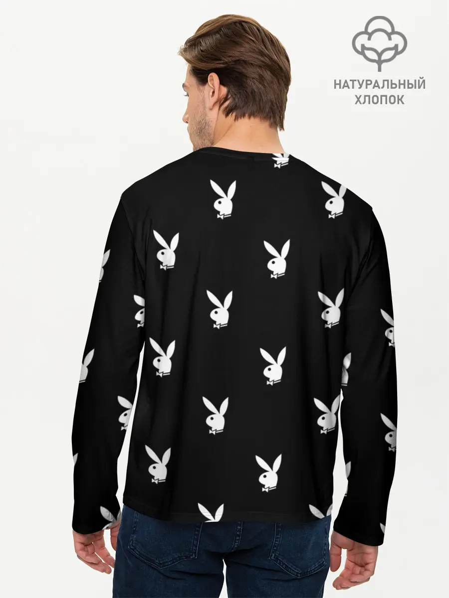 Мужской лонгслив базовый / ПЛЕЙБОЙ ПАТТЕРН | PLAYBOY PATTERN (P007_P004ooo2123045, P004ooo2123045)