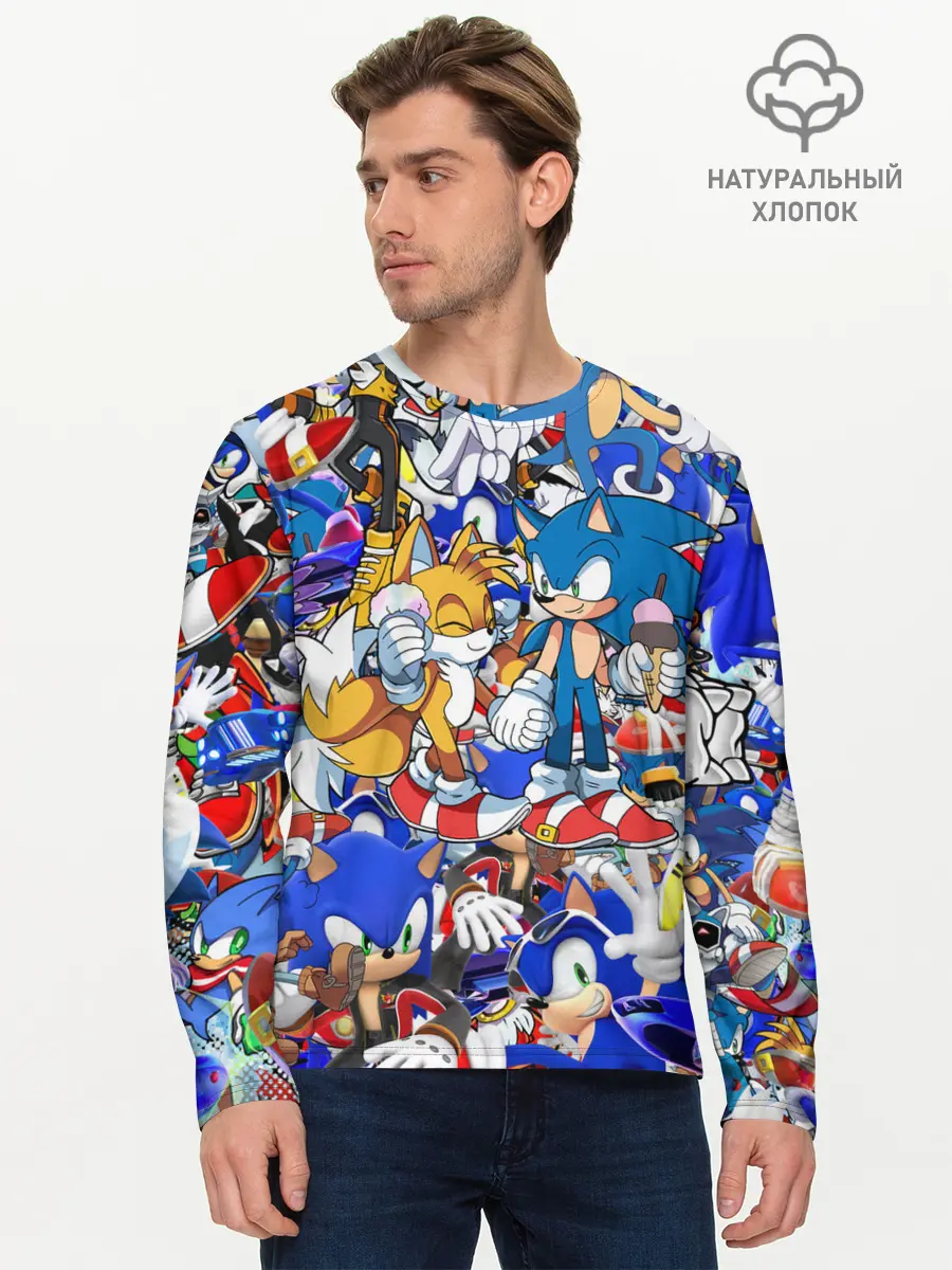 Мужской лонгслив базовый / SONIC PATTERN | СОНИК (P007_P004ooo2123439, P004ooo2123439)