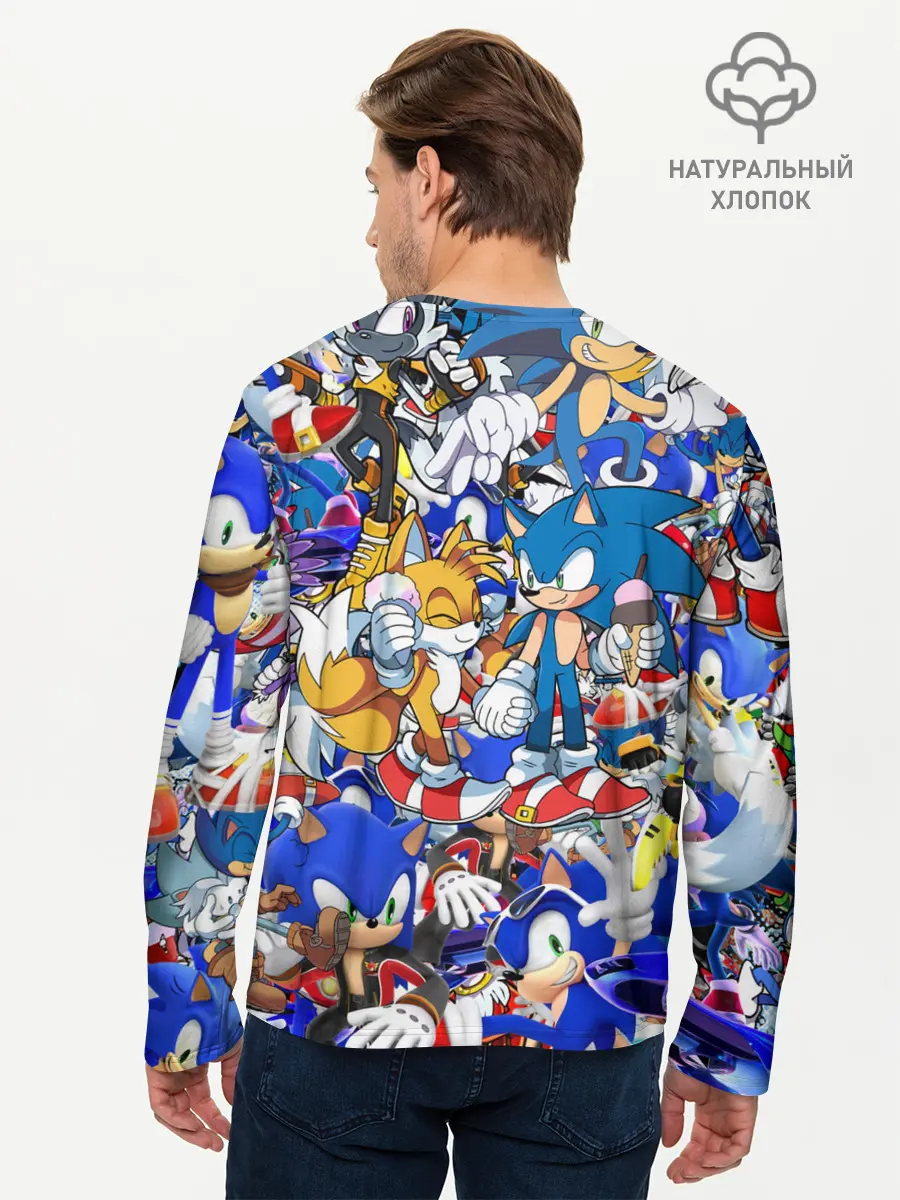 Мужской лонгслив базовый / SONIC PATTERN | СОНИК (P007_P004ooo2123439, P004ooo2123439)