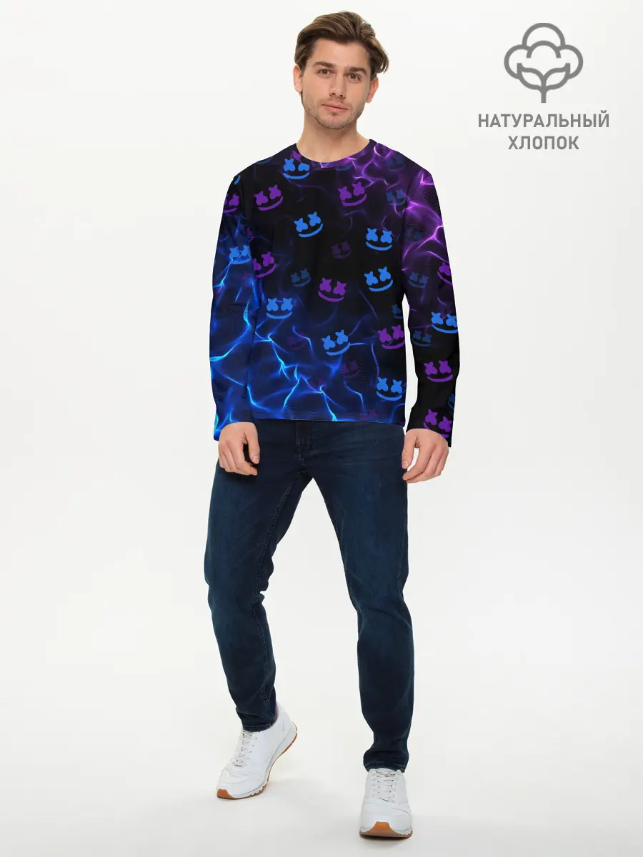 Мужской лонгслив базовый / Marshmello (P007_P004ooo2122473, P004ooo2122473)