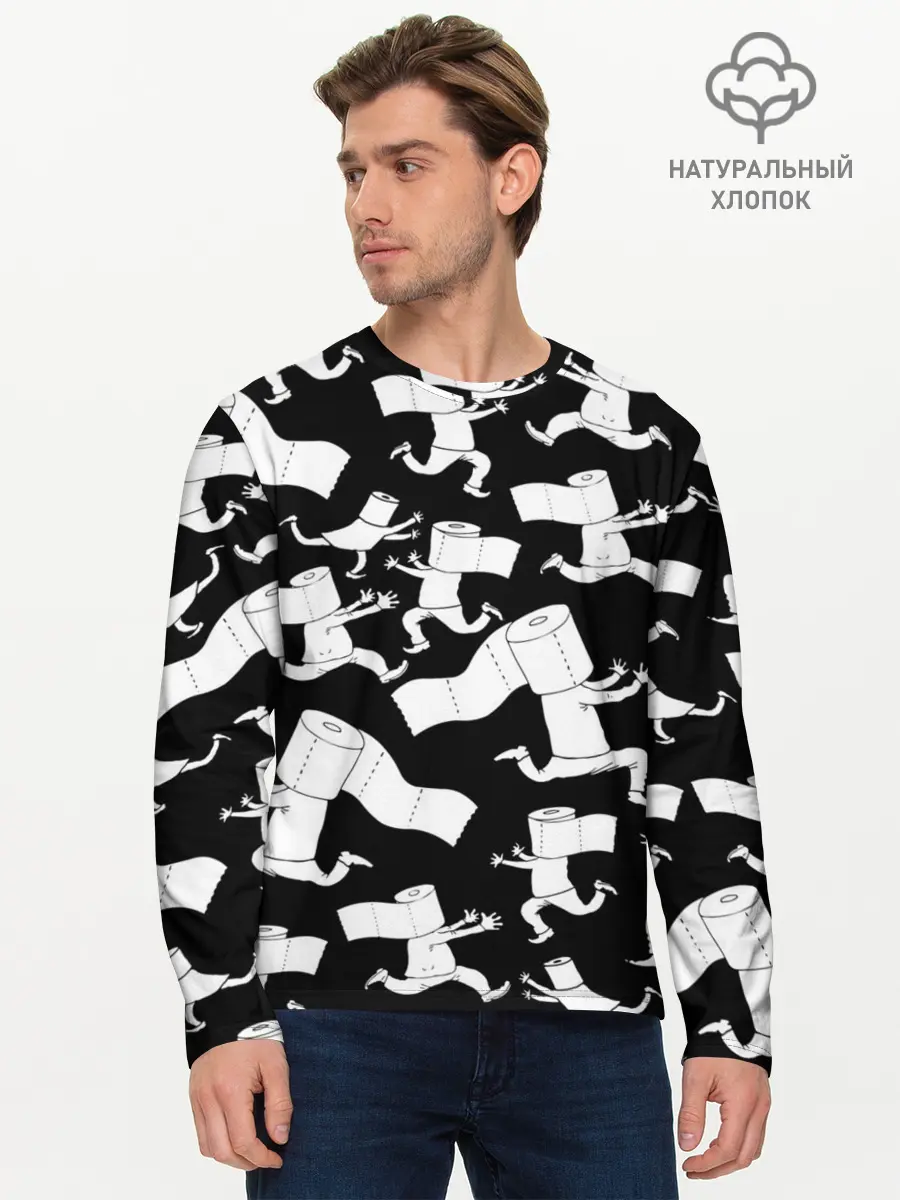 Мужской лонгслив базовый / Коронавирус (P007_P004ooo2137949, P004ooo2137949)